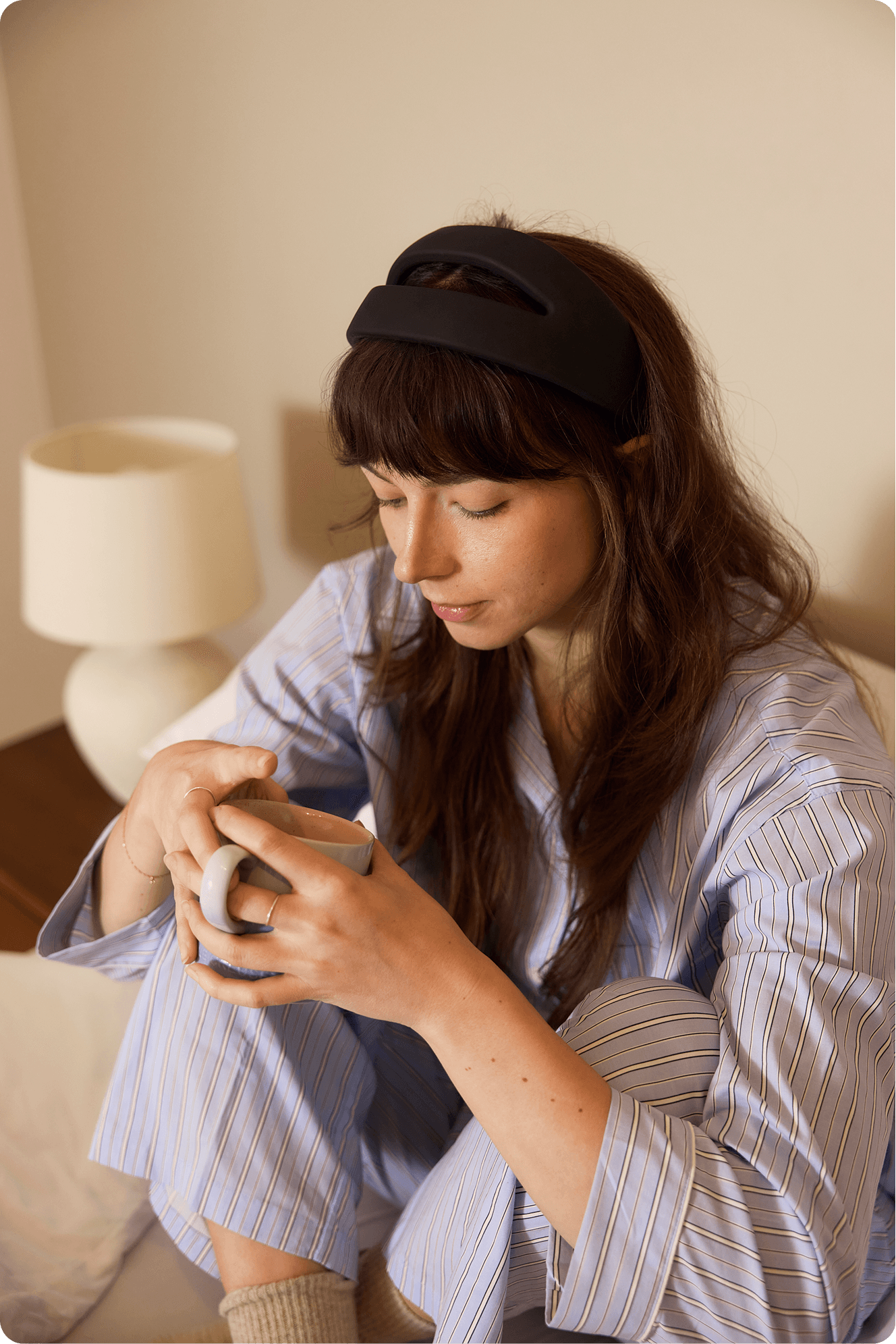 Woman using the device while doing other activities