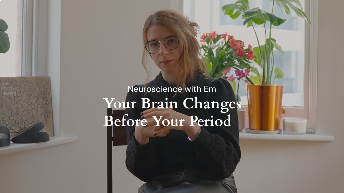 Neuroscientist speaking about how women's brains during the luteal phase or before their periods start to exhibit depression like symptoms at a neuroscientific level due to imbalances and under-activity in the brain